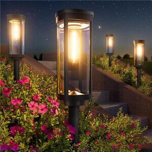 Solar Pathway Lights Outdoor 4 Pack Bright Waterproof Garden Yard Walkway Patio